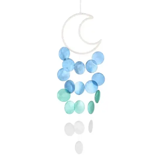 Unique Bargains Handcrafted Outdoor Decorative Seashell Wind Chime 5.9" x 21.7" Blue 1 Pc image {6}