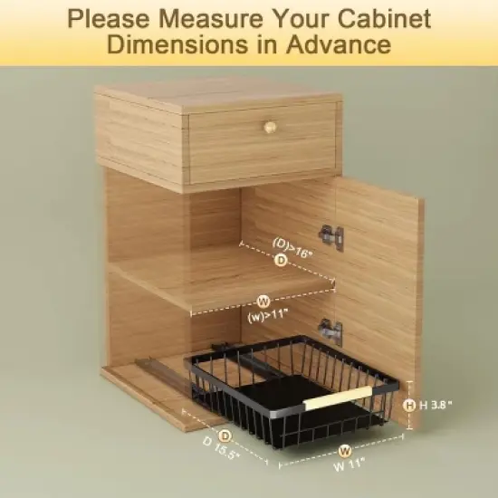 FURNIinspire Pull Out Cabinet Organizer Slide Out Drawer No Drill Pull Out Sliding Pull-Out Pantry Shelves Kitchen Bathroom, Black, image {2}