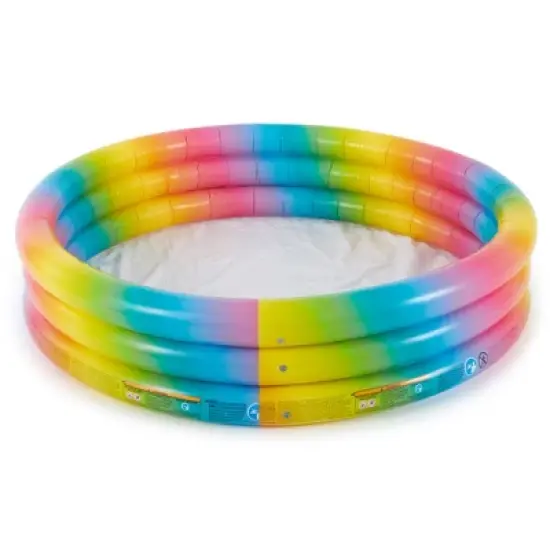 Intex 58449EP Rainbow Ombre 3 Ring Circular Inflatable Outdoor Swimming Pool with for Kids Ages 2 Years or Older image {4}