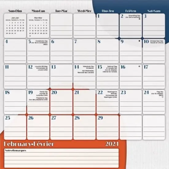 Trends International Inc. 2023-24 Wall Calendar 12"x12" Bilingual English/French Family Magnetic image {2}