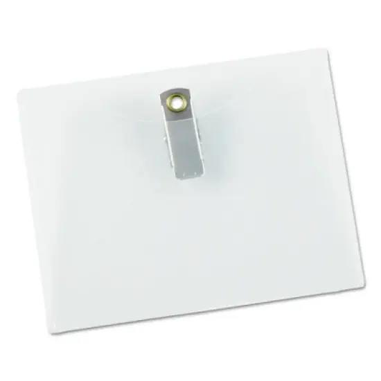 Universal Clear Badge Holders w/Garment-Safe Clips, 3 x 4, White Inserts, 50/Box image {3}