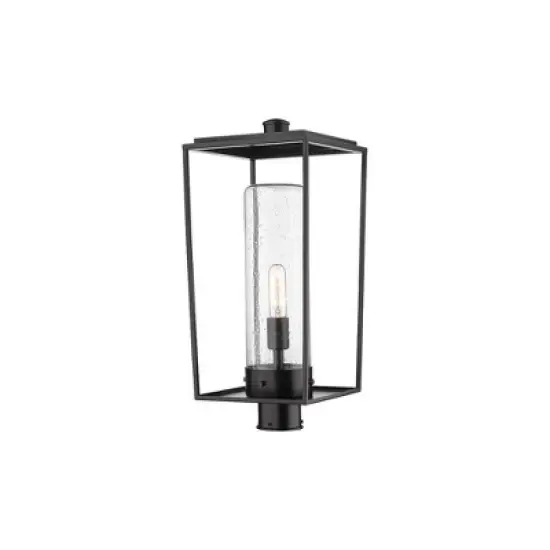 Sheridan Outdoor Post Mount Fixture - Black Aluminum Lantern, Dimmable, Wet Rated, 100W image {4}