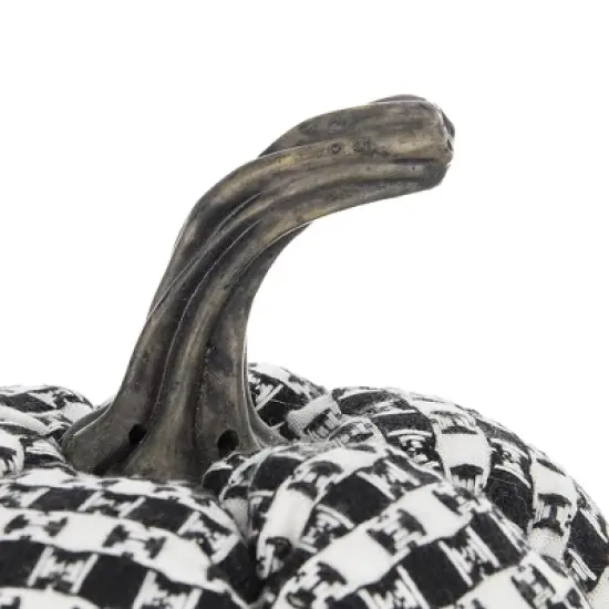 Gulches Set of 2 7x7x6.7" Fabric Black-White Plaid Pumpkin, Halloween Decor image {3}