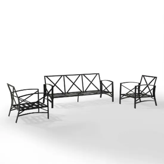 Kaplan 3pc Outdoor Sofa Set with Sofa & 2 Arm Chairs - Oatmeal - Crosley image {3}