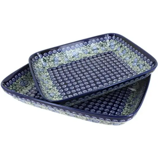 Blue Rose Polish Pottery 3700 Zaklady Rectangular Baker Set image {5}
