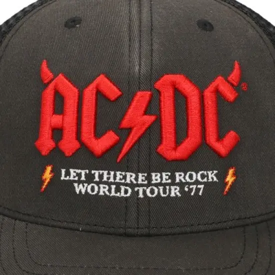 ACDC Let There Be Rock World Tour '77 Men's Black Denim Foam Trucker Hat image {2}