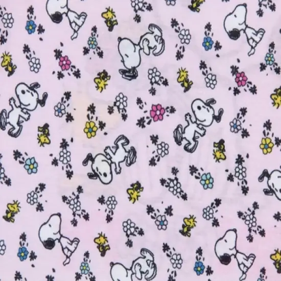Girls' Peanuts Snoopy Woodstock Flowers Friends Nightgown Pajama Shirt Pink image {2}