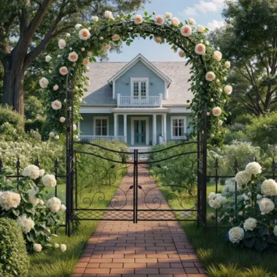 Karl Home 7.2 FT Outdoor Metal Arbor With Gate And Fence image {7}