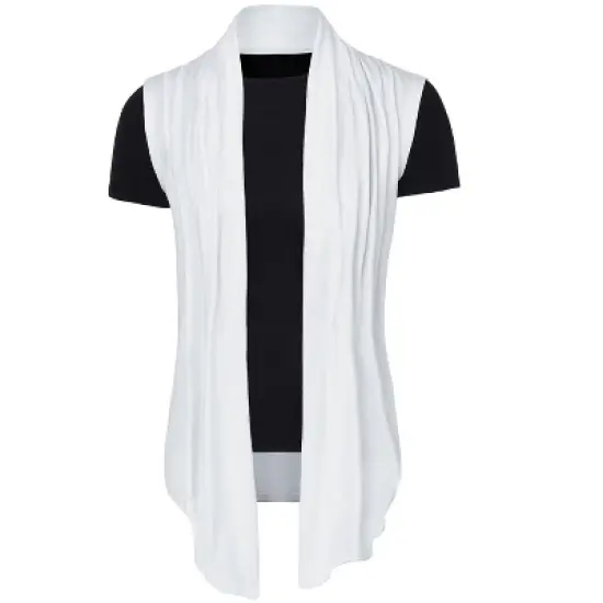 Lars Amadeus Men Casual Open Front Sleeveless Irregular Hem  with No Button Cardigan Vest image {11}