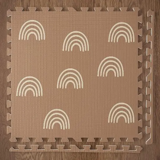 CHILDLIKE BEHAVIOR 72" x 48" Baby Crawling Play Mat With Interlocking Floor Tiles, X-Large Rainbows image {4}