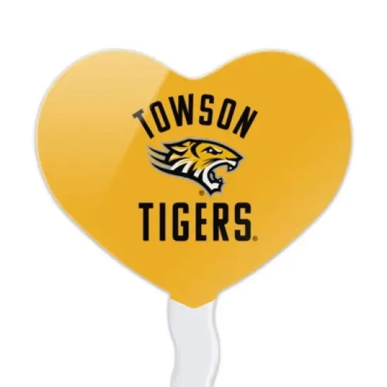 Towson University Tigers Heart Love Cupcake Picks Toppers Decoration Set of 6 image {1}