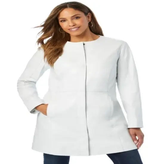 Jessica London Women&rsquo;s Plus Size Three-Quarter Leather Jacket image {10}