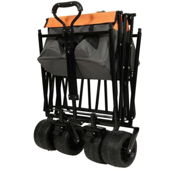 DSVIMOY Collapsible Wagon with Canopy, Wagon Stroller, Foldable Wagon for Camping, and Garden Use, Orange, 45.28"*22.83"*38.78" image {4}