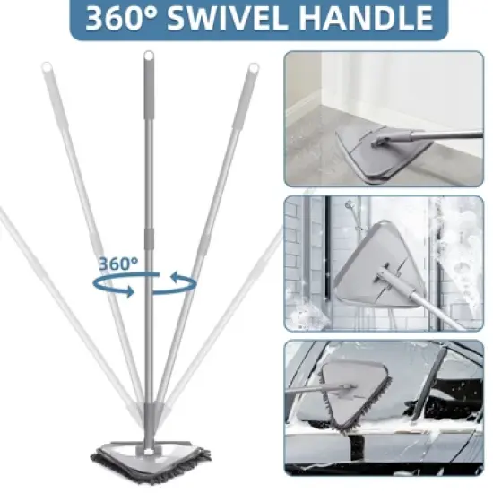 MECO ELEVERDE Extendable Wall Cleaner with 78.5" Stainless Steel Handle Mop & 6 Replaceable Microfiber Head Pads image {4}