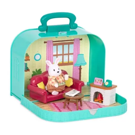 Li'l Woodzeez Toy Furniture Set in Carry Case 13pc - Travel Suitcase Living Room Playset image {2}