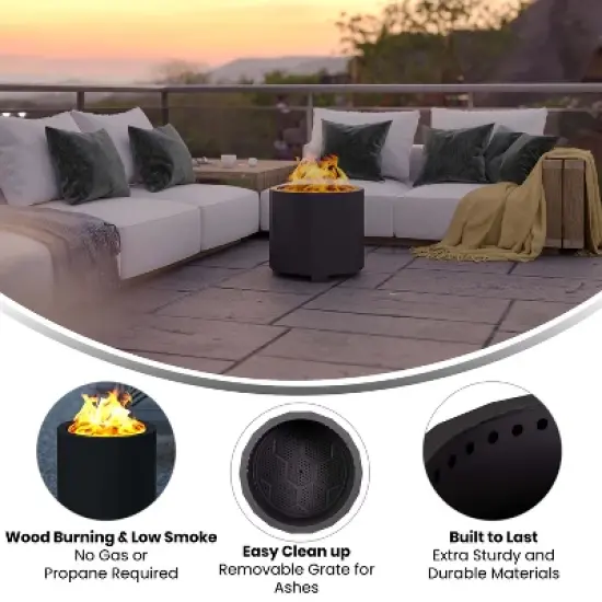 Merrick Lane Portable Steel Smokeless Wood Burning Outdoor Firepit with Waterproof Cover image {7}