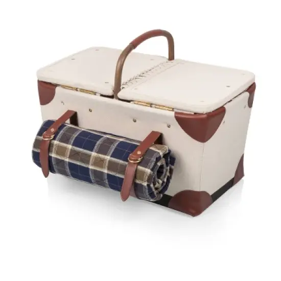 Natural Canvas Picnic Basket - Picnic Time: Wicker, Off-White, Easy-Close Fastener, Solid Pattern, 17.5" x 15" x 10" image {14}