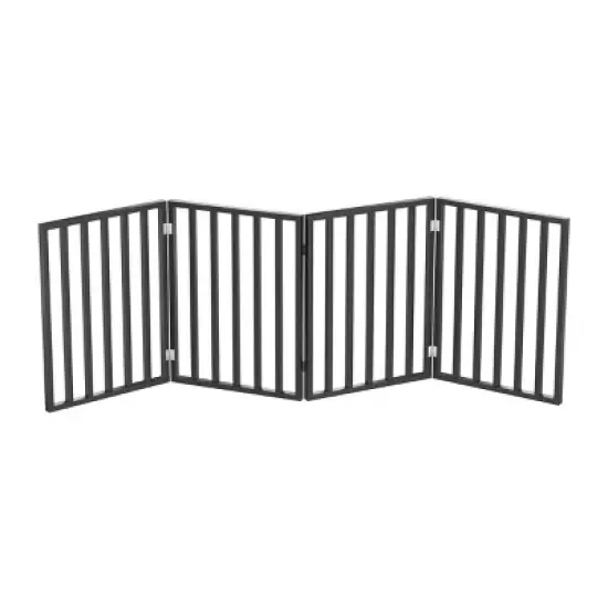 Pet Adobe 4-Panel Indoor Foldable Pet Gate, Black image {3}