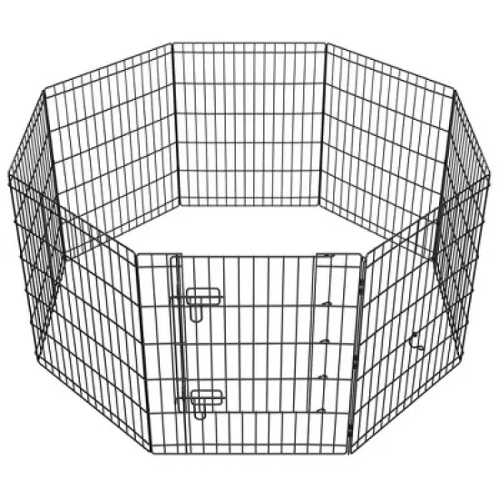 Yaheetech Foldable Metal Dog Exercise Pen Pet Playpen, Black image {7}
