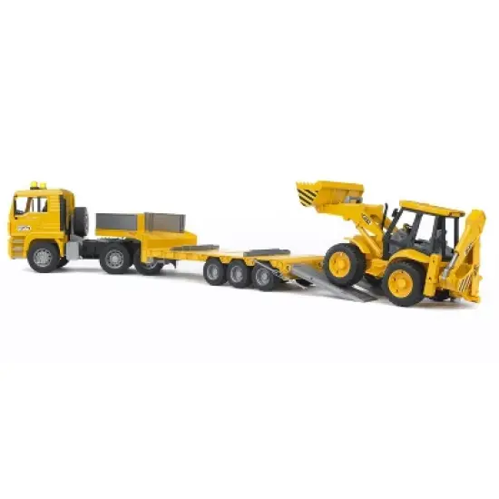 Bruder MAN TGA Low Loader Truck with JCB Backhoe Loader image {4}