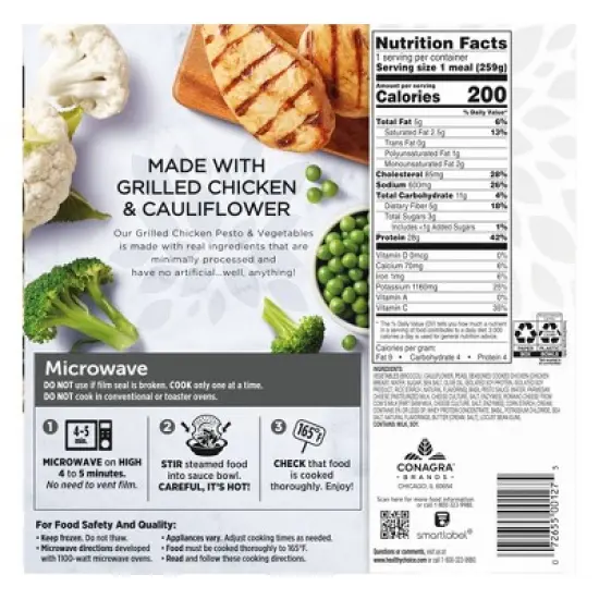 Healthy Choice Simply Steamers Frozen Grilled Chicken Pesto and Vegetables - 9.15oz image {6}