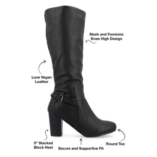 Journee Collection Womens Carver Stacked Heel Knee High Boots image {7}