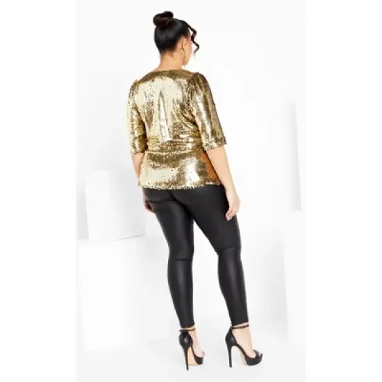 Women's Plus Size Sequin Puff Top - bronze | CITY CHIC image {3}