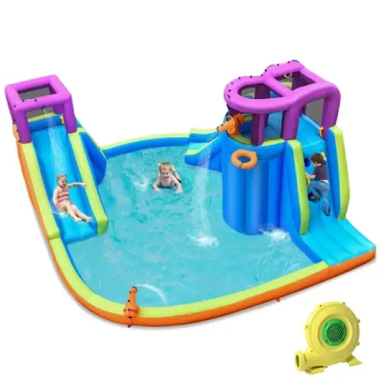 Costway 6 in 1 Inflatable Dual Slide Water Park Climbing Bouncer image {11}