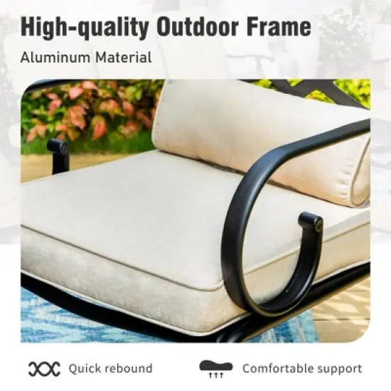 Captiva Designs 5pc Outdoor Dining Table & Metal Chairs with Thick Seat & Back Cushions image {5}