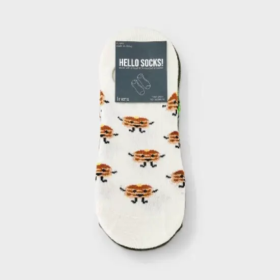 Women's Breakfast 3pk Liner Socks - Ivory/Heather Gray/Olive Green 4-10 image {1}