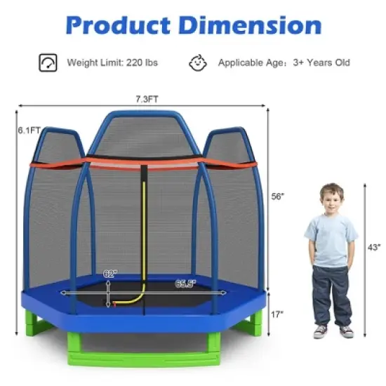 Costway 7FT Kids Trampoline Outdoor Indoor Recreational Bounce Jumper ASTM Approved image {2}