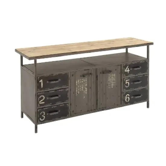 Industrial Wood Buffet Gray - Olivia & May image {10}
