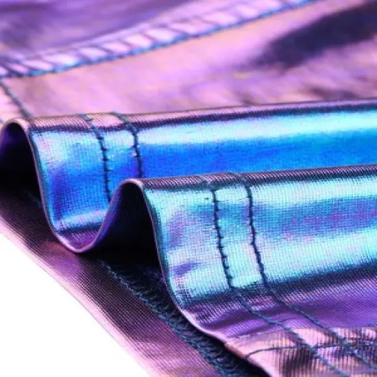 Allegra K Women's Metallic Crop Shiny Sleeveless Cut Out Party Clubwear Holographic Tank Tops image {3}