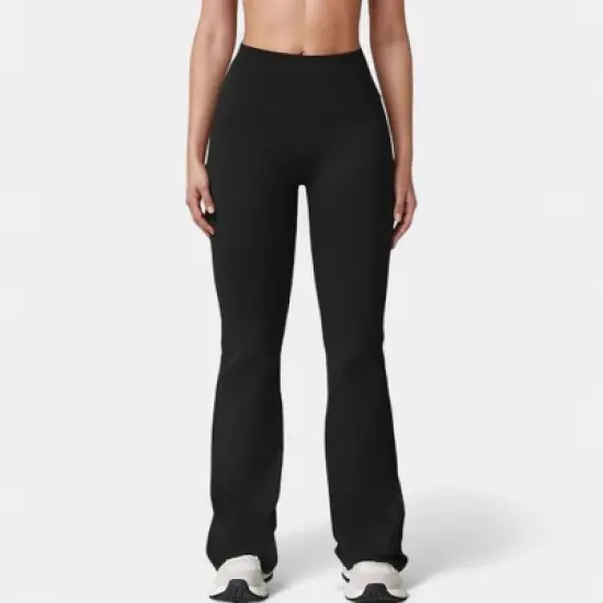 Anna-Kaci Active Women's High Waist Flared Leg Stretch Pants Smooth Fabric Seamless Waistband Active Lounge Bottoms image {7}