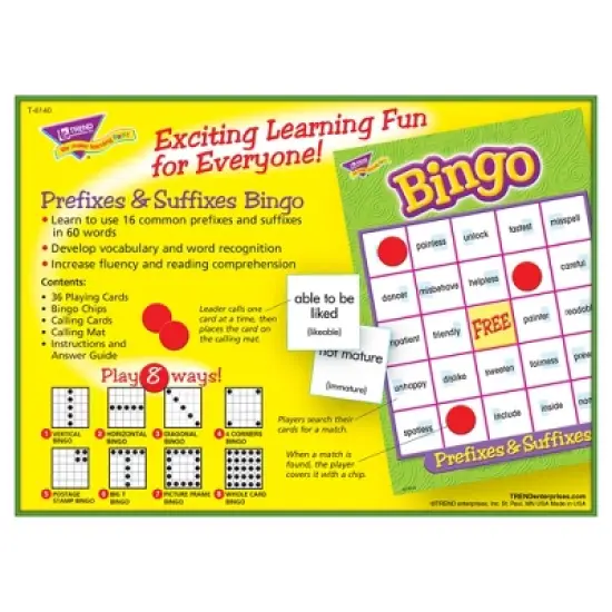 TREND Prefixes & Suffixes Bingo Game image {3}