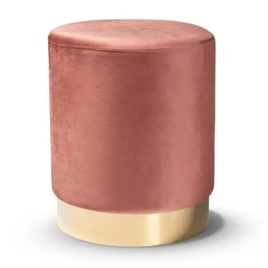 Chaela Velvet Metal Ottoman - Baxton Studio image {9}