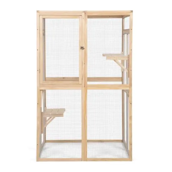 AZL1 Life Concept Pet Crates and Houses Large Outdoor Cat Enclosure with Multi Level Climbing Platforms Safe Ventilated, Beige, 39.4"*33.3"*63.8" image {4}