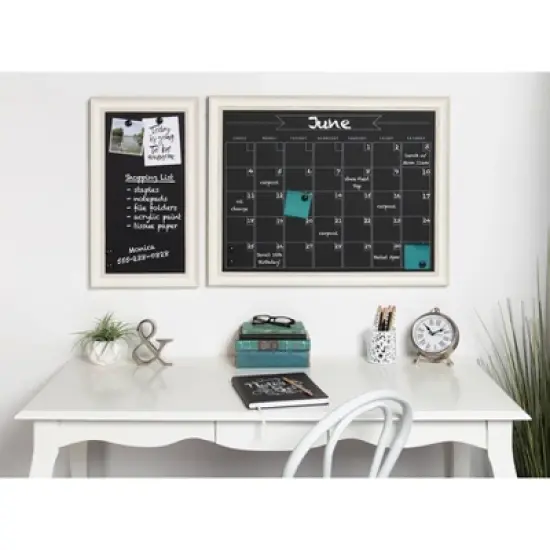 28.88" x 1.11" Macon Framed Magnetic Chalkboard Monthly Calendar White - Kate and Laurel image {4}