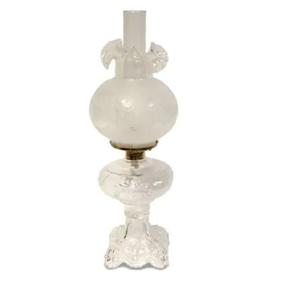 Lehman's Princess Feather Oil Lamp - Historical Design with Glass Lamp, Brass Burner, 12" Chimney, Etched Ball Glass Shade, 22 Inches High image {4}