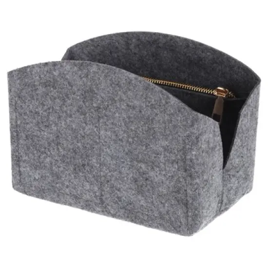 Unique Bargains Felt Multiple Compartments Zipper Purse Makeup Bag and Organizer 8" x 4" x 5.5" image {10}