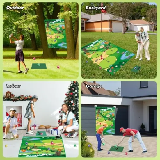 Vatos Outdoor Golf Chipping Game Mat with Club, Toy Sports Equipment Stick Chip Game image {6}