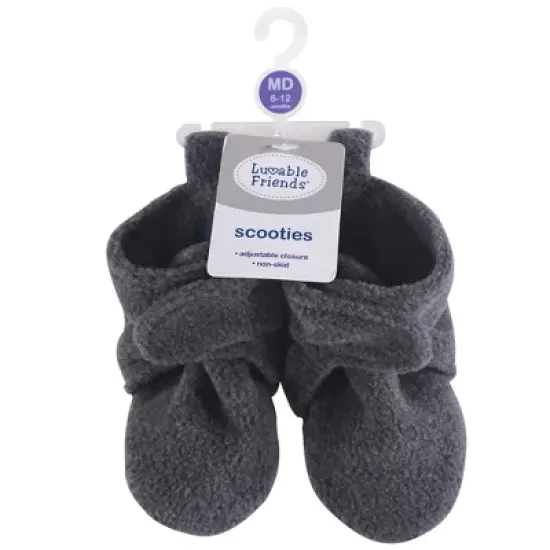 Luvable Friends Baby and Toddler Cozy Fleece Booties, Charcoal image {1}
