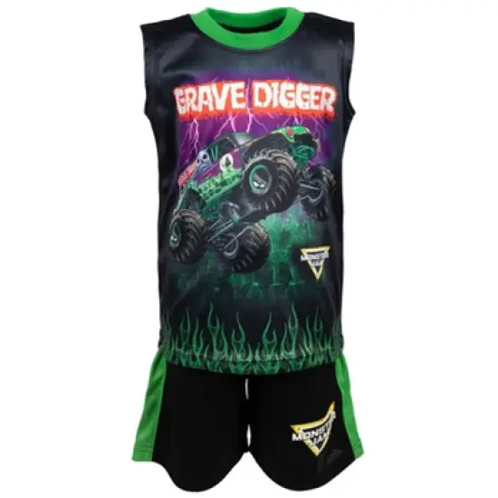 Monster Jam Graphic T-Shirt Tank Top Mesh Shorts 3 Piece Outfit Set  image {5}