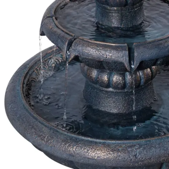 Teamson Home 39" 2-Tier Birdbath Water Fountain Antique Copper image {7}
