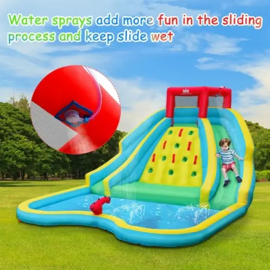 Costway Inflatable Mighty Water Park Bouncy Splash Pool Climbing Wall w/ 735W Blower image {5}