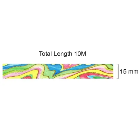 Wrapables Gold and Silver Foil Washi Masking Tape, Rainbow Swirl, 15mm x 10M image {2}