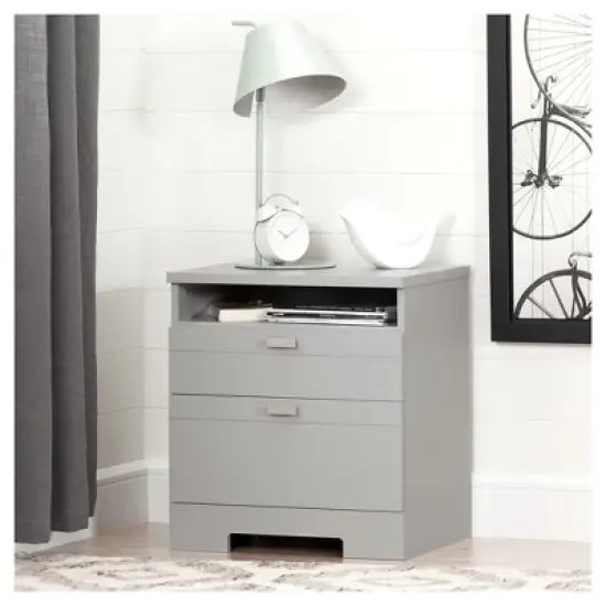 Reevo Nightstand with Drawers and Cord Catcher - South Shore image {1}