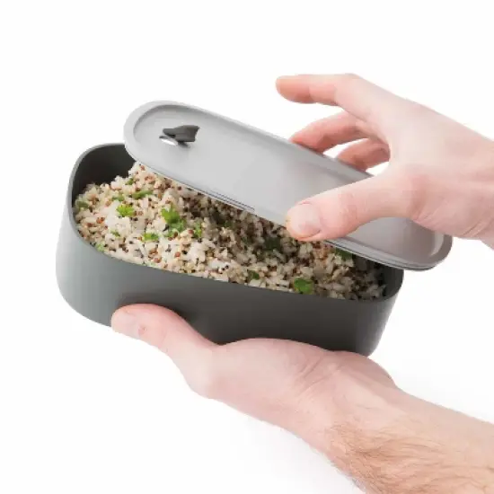 BergHOFF Leo 3Pc Dual Bento Box Set 1.7 Qt. with Strap, Gray & Mint image {3}