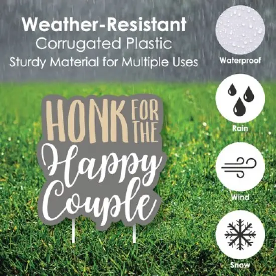 Big Dot of Happiness Honk, It's Our Anniversary - Yard Sign and Outdoor Lawn Decorations - Gold and Silver Wedding Anniversary Yard Signs - Set of 8 image {2}