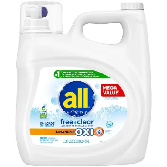 All Advanced Oxi Free Clear Liquid Laundry Detergent image {12}